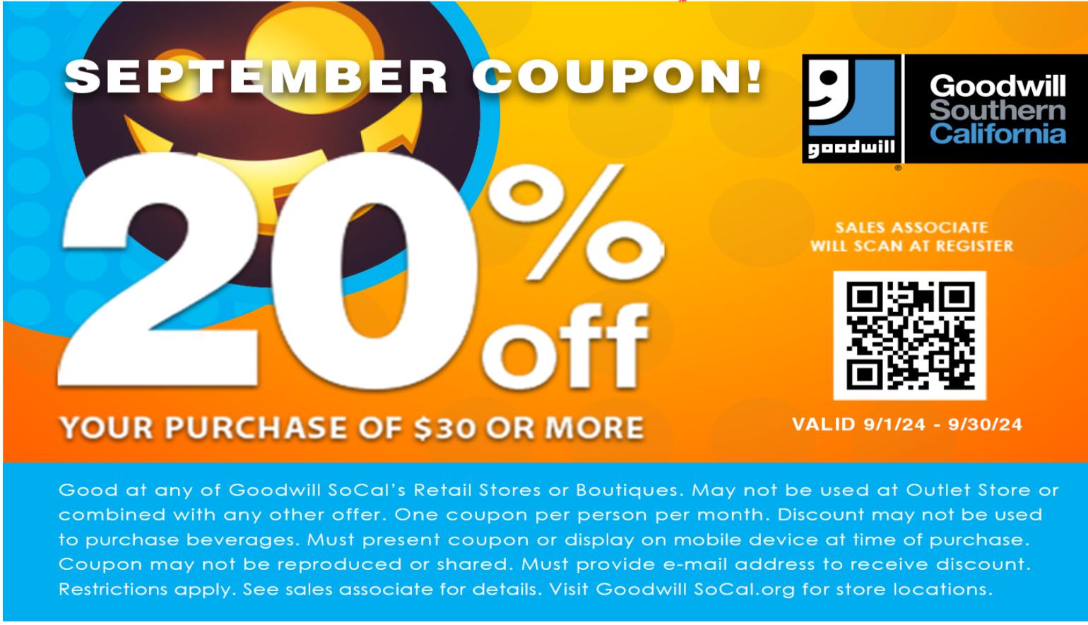 Get a Goodwill Coupon for 20% Off 2024